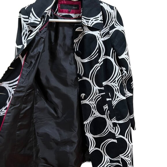 next UK Black & White Abstract Circle Print Trench Coat - Picture 9 of 9